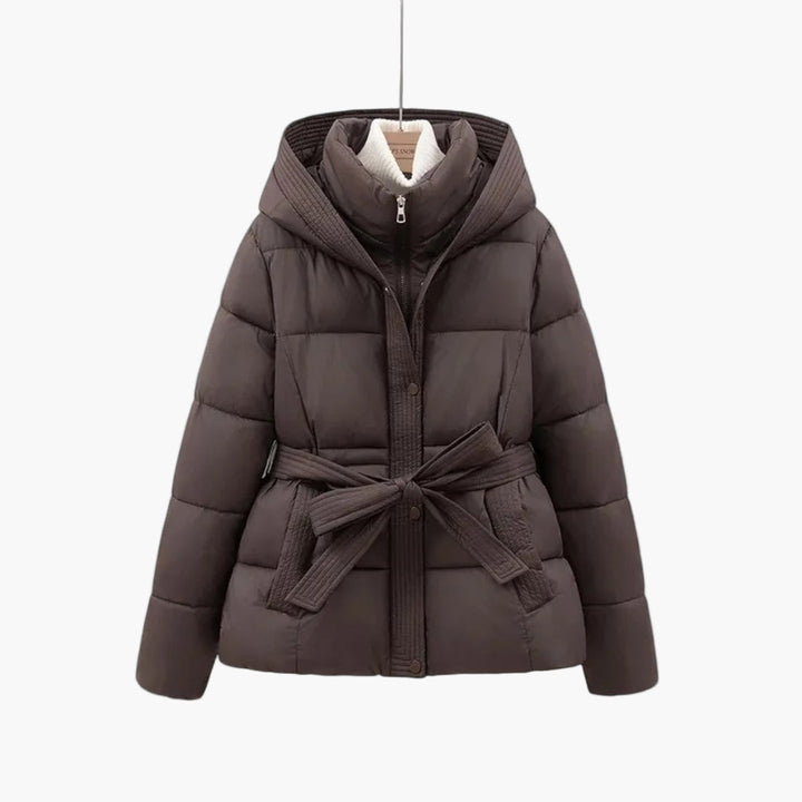 Womens Winter Parka Coat Belted Elegant Fit