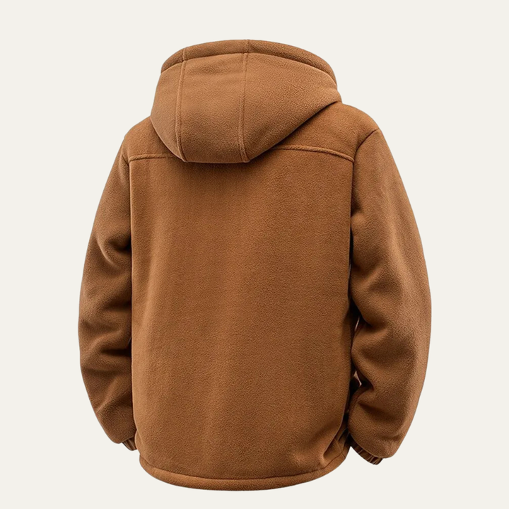 Mens Sherpa Jacket Thick Warm Zip-Up Hooded
