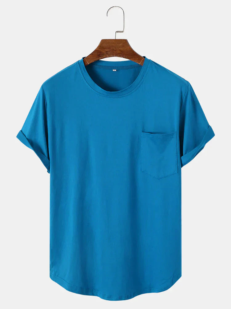 Mens T-Shirt Cotton Pocket Casual Fit