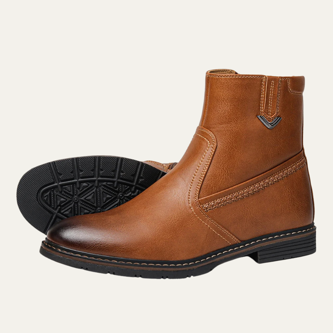 Mens Leather Ankle Boots with Fur Lining Warm Winter