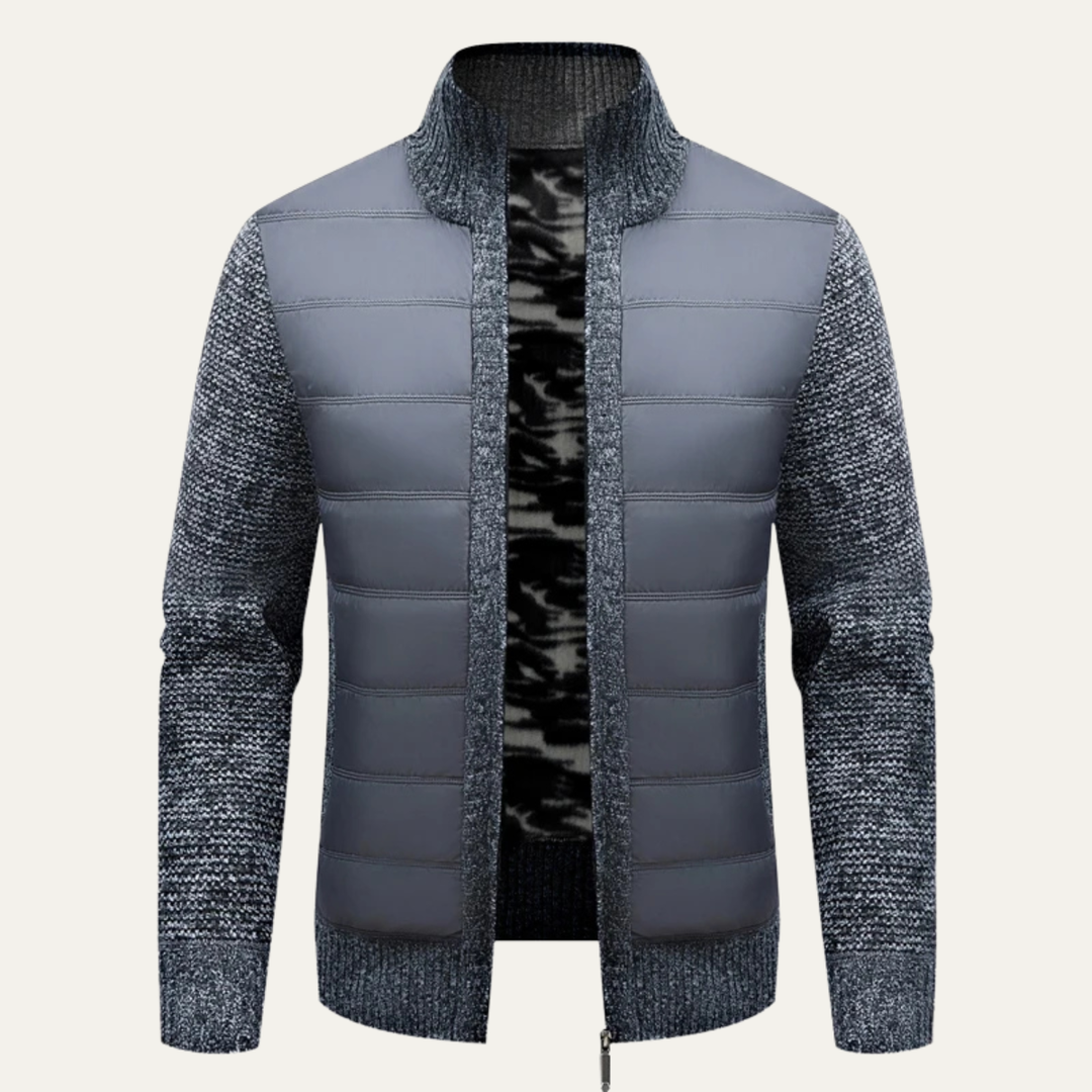 Mens Padded Knit Jacket Winter Zip-Up