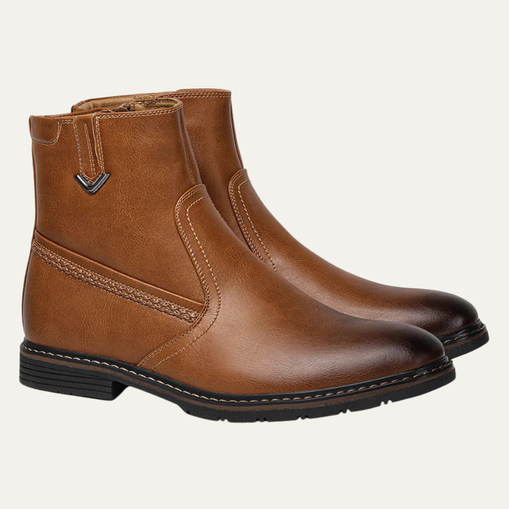 Mens Leather Ankle Boots with Fur Lining Warm Winter - BritishMode