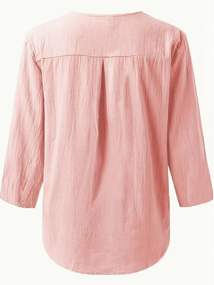 Womens Casual Blouse Cotton and Linen Relaxed Fit