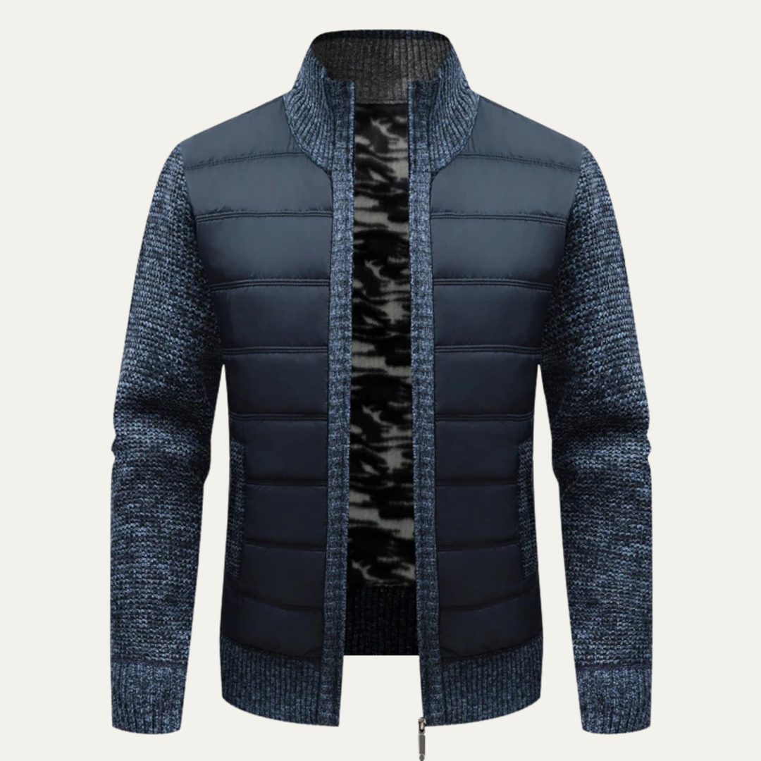 Mens Padded Knit Jacket Winter Zip-Up