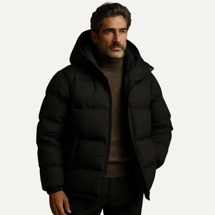 Mens Insulated Puffer Jacket High Neck Hooded