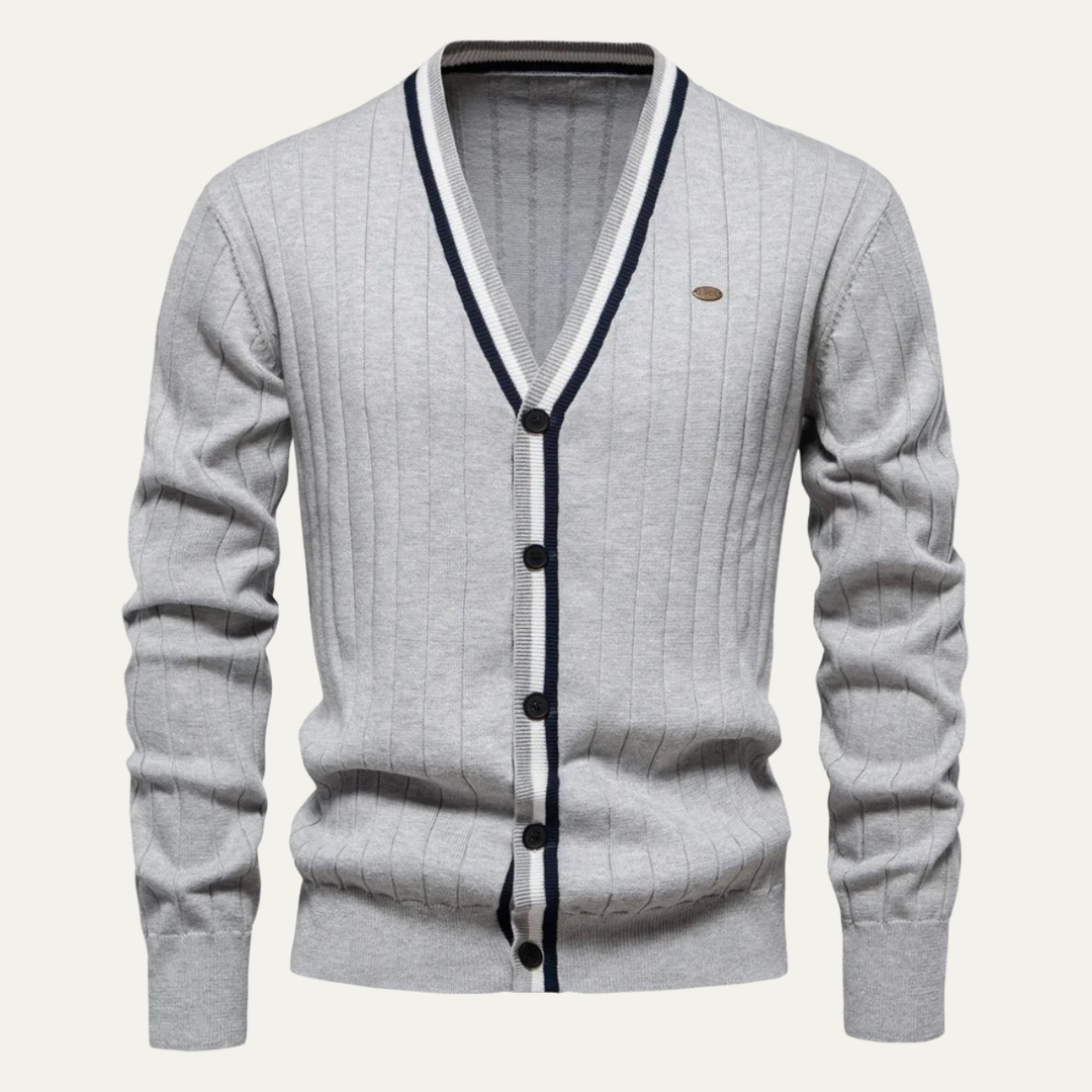 Mens Slim Fit V-Neck Cotton Knit Cardigan