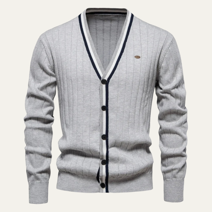 Mens Slim Fit V-Neck Cotton Knit Cardigan