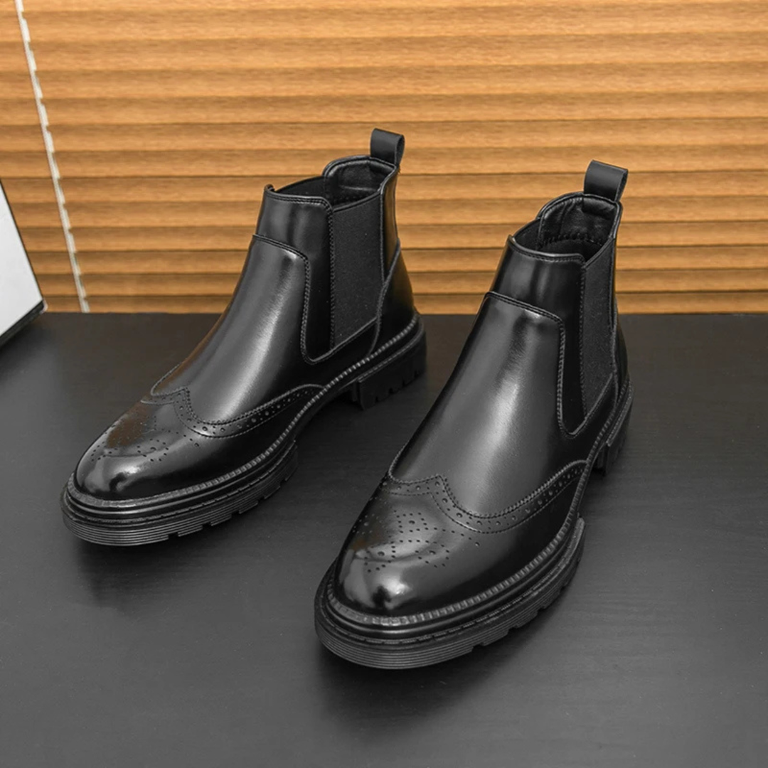 Mens Dress Chelsea Boots Leather Retro Anti-Slip Sole