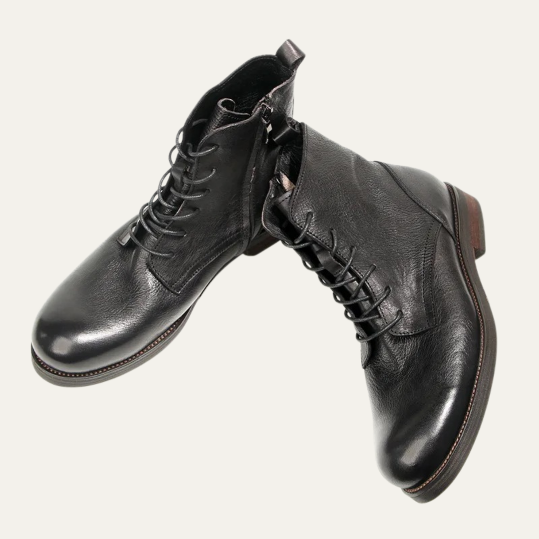 Mens Leather Casual Lace-Up Boots Retro Style