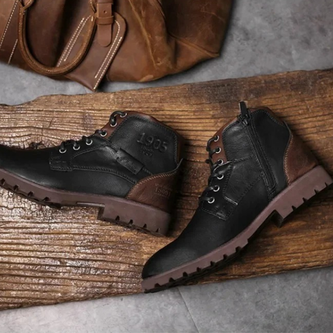 Mens Ankle Biker Boots Durable Vintage Style
