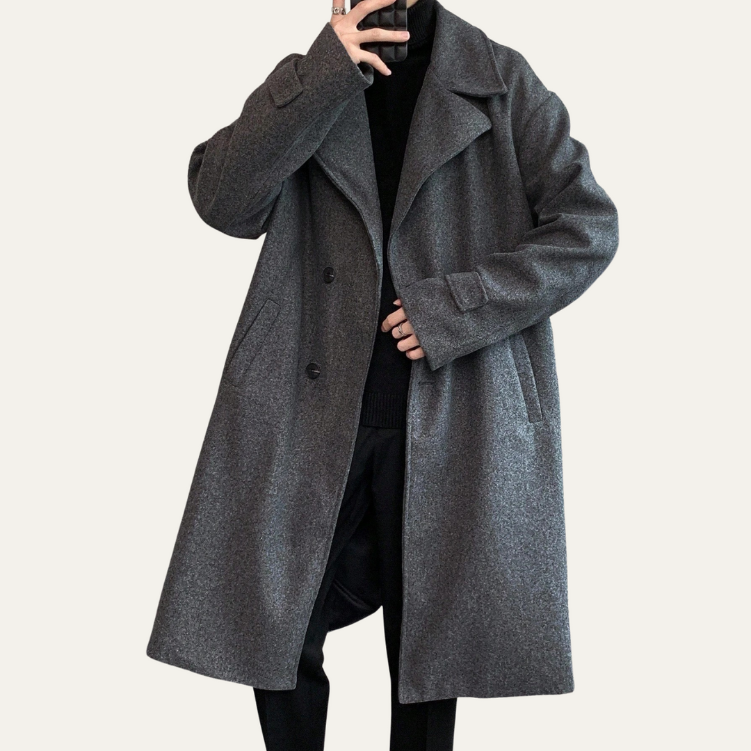 Mens Wool Wrap Coat with Belt Smart Fit