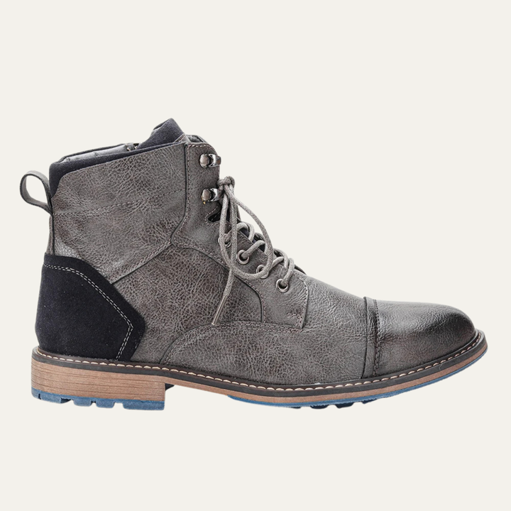 Mens Casual Leather Ankle Boots Lace-Up