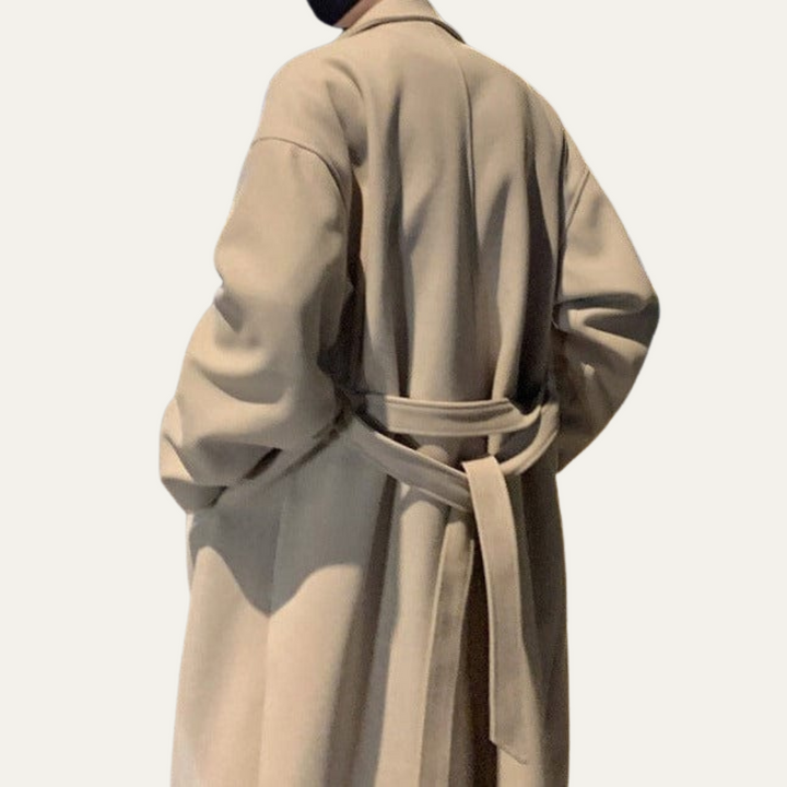 Mens Wool Wrap Coat with Belt Elegant Fit