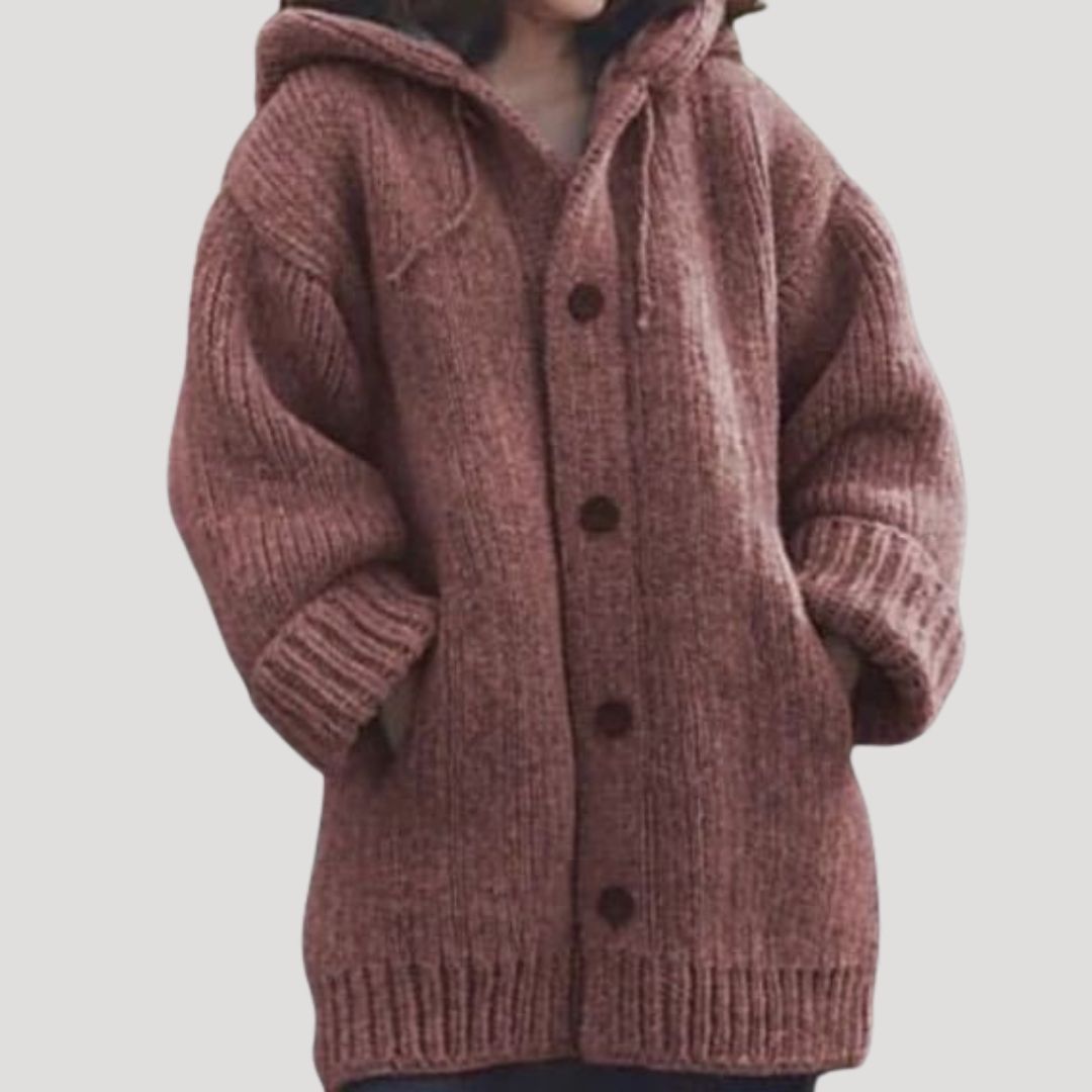 Womens Hooded Cardigan Sweater Soft Relaxed Fit