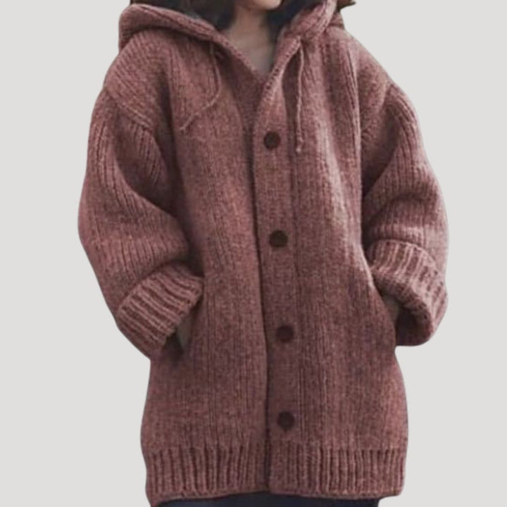 Womens Hooded Cardigan Sweater Soft Relaxed Fit