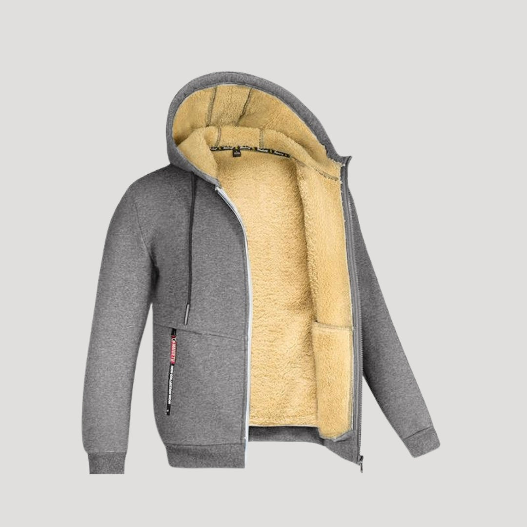 Mens Zip-Up Hoodie Thick Fleece Lined