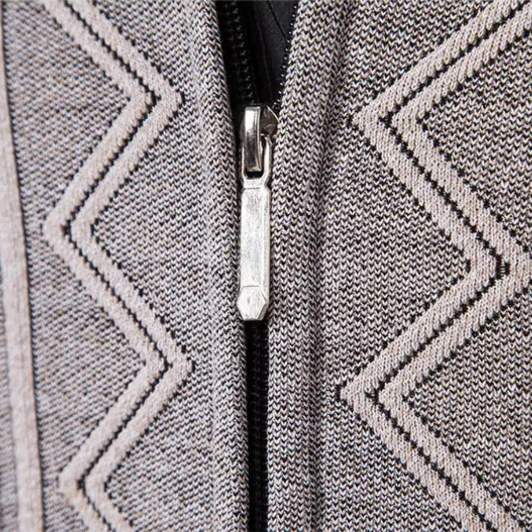 Mens Knit Cardigan High Neck Zip-Up Winter Style