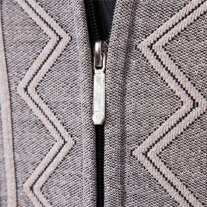 Mens Knit Cardigan High Neck Zip-Up Winter Style