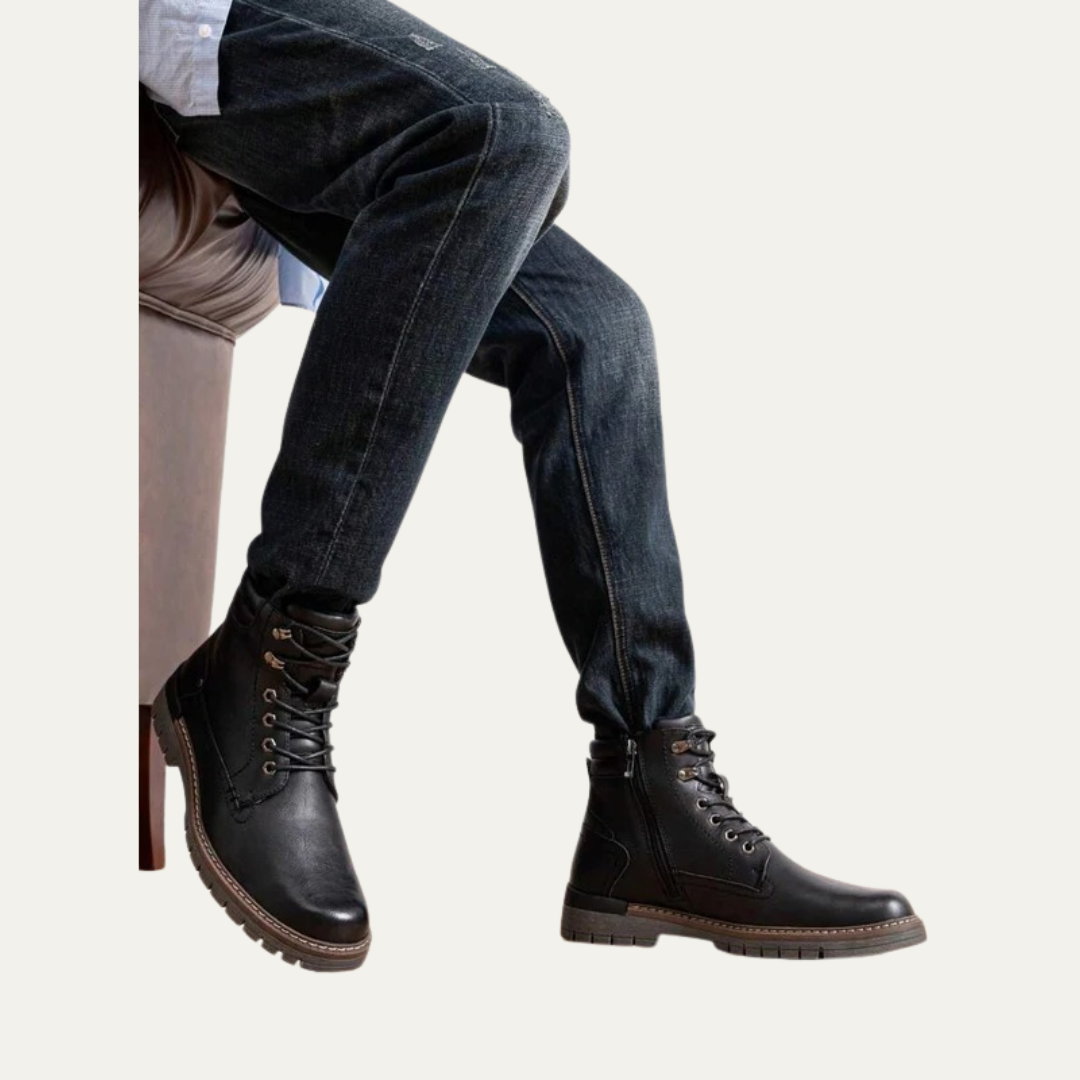 Mens Combat Boots Lace-Up Military Style Lug Sole