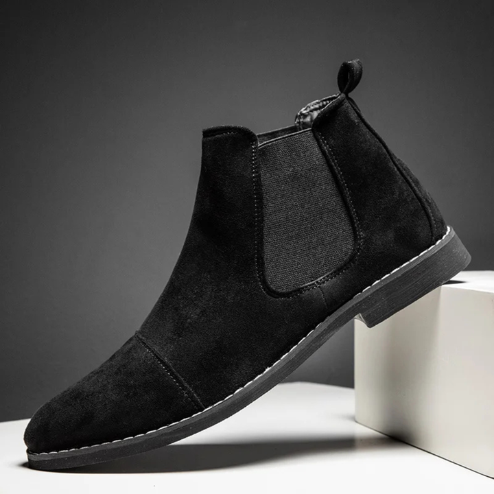 Mens Suede Chelsea Boots Slip-On Elastic Side Panels