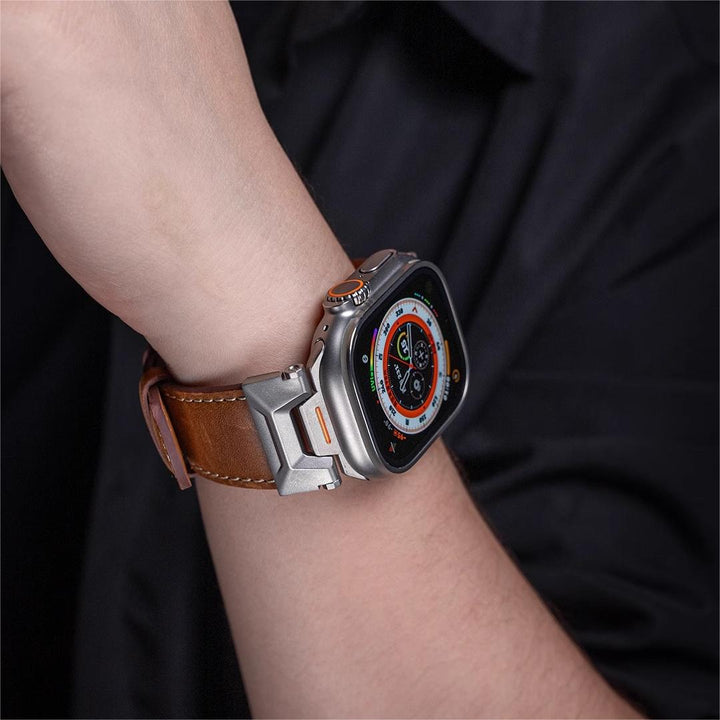 Unisex Apple Watch Strap Rubber Leather Hybrid Adjustable