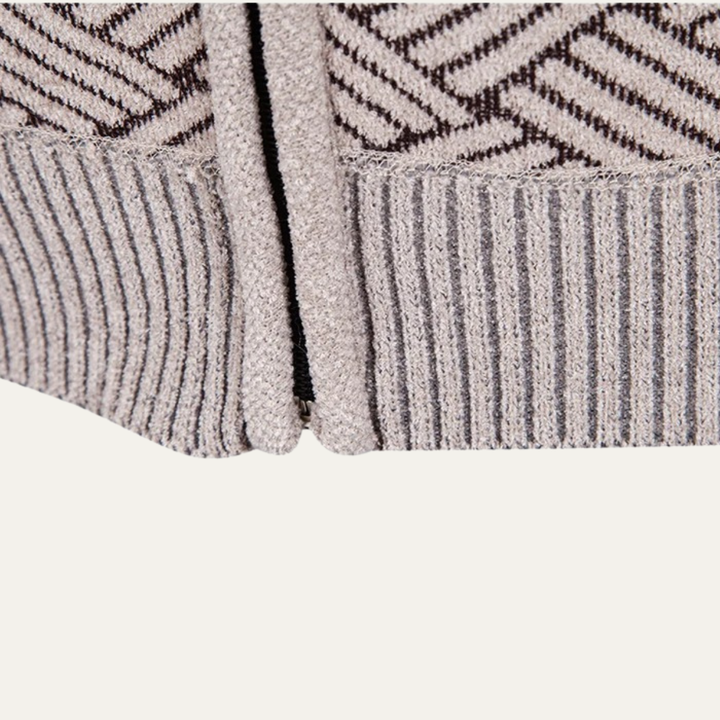Mens Knit Jacket Diamond Pattern Stand Collar Elegant Fit