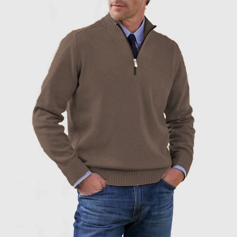 Mens Half-Zip Sweater Cotton Blend Regular Fit