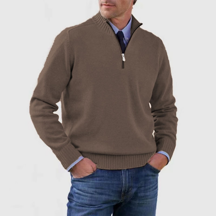 Mens Half-Zip Sweater Cotton Blend Regular Fit