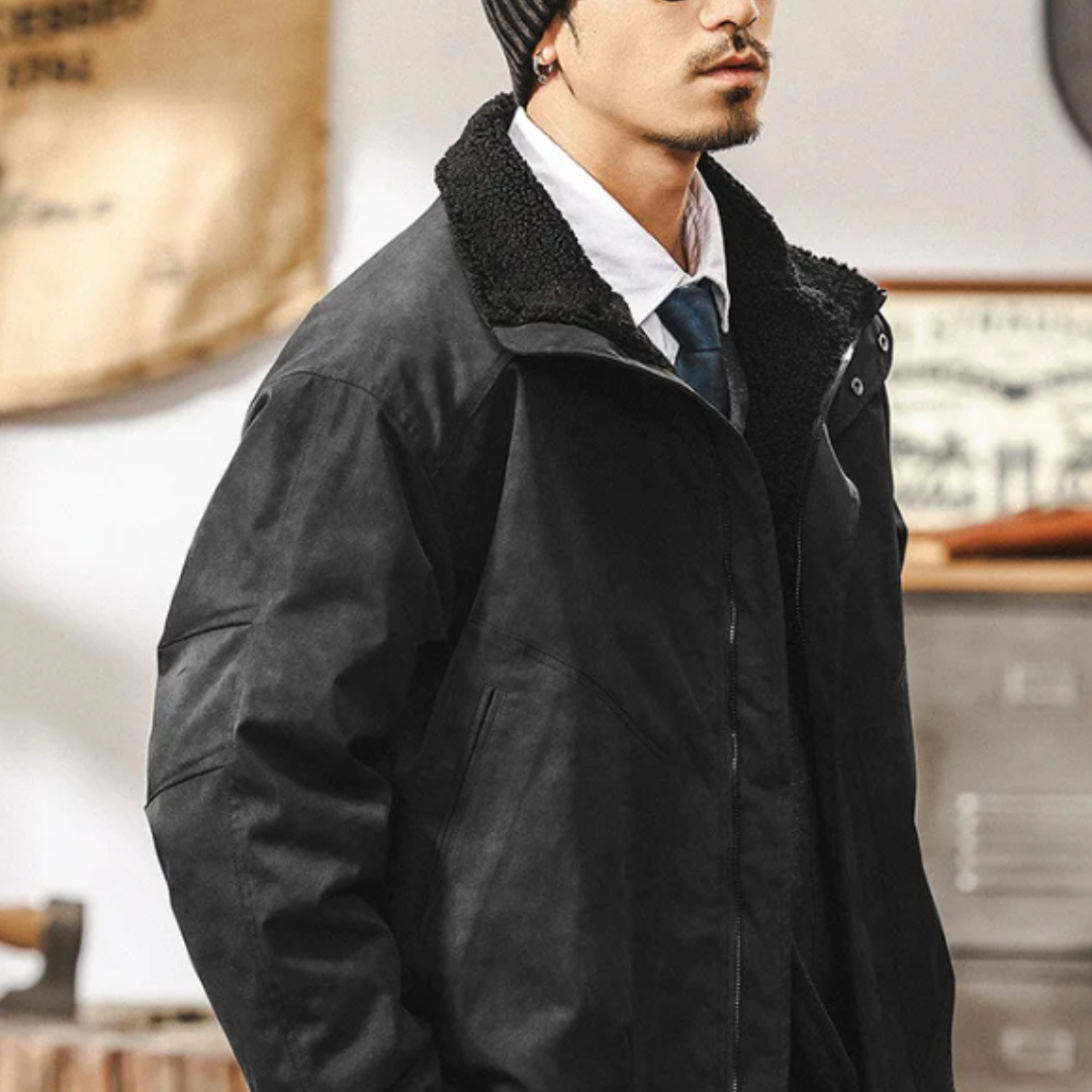 Mens Suede Bomber Jacket with Fleece Lining