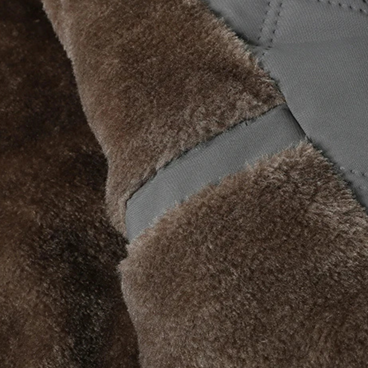 Mens Hooded Overcoat Thick Plush Fleece Lined Warm Fit