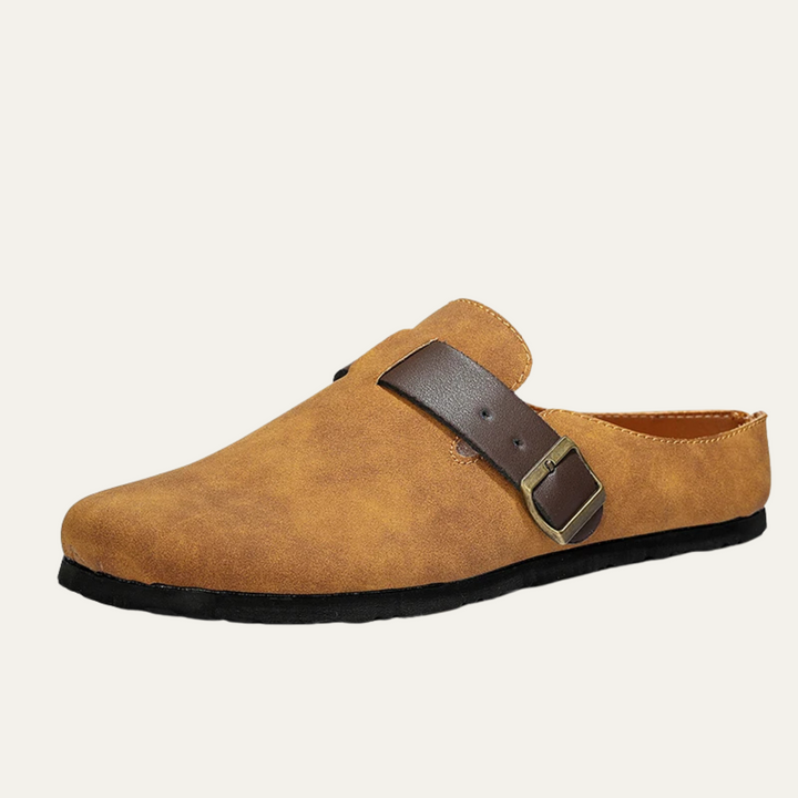 Mens Suede Moccasin Slippers Slip-On Buckle Style - BritishMode