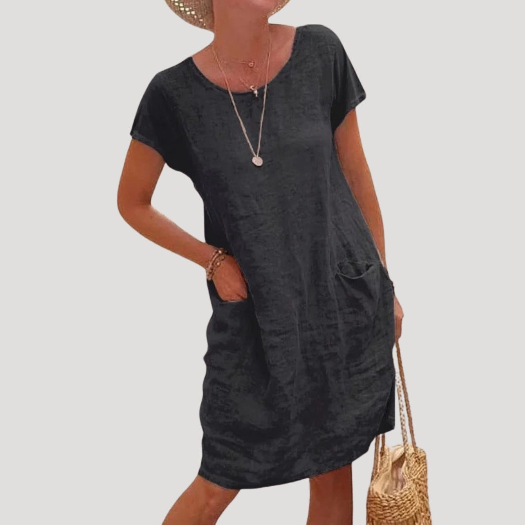 Womens Midi Dress Comfortable Short Sleeve Summer