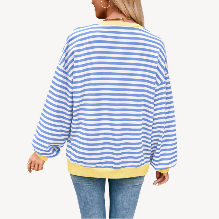 Womens Long Sleeve Top Striped Pattern