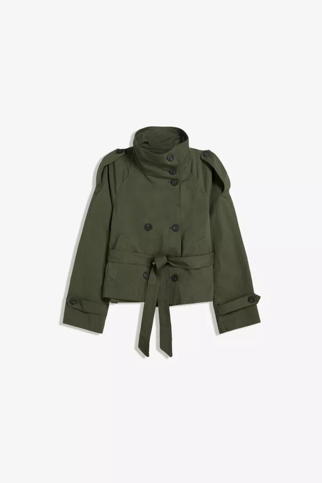 Womens Double Breasted Trench Coat Short Length Classic Fit