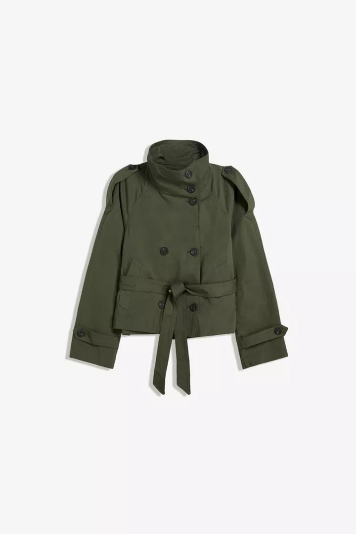 Womens Double Breasted Trench Coat Short Length Classic Fit