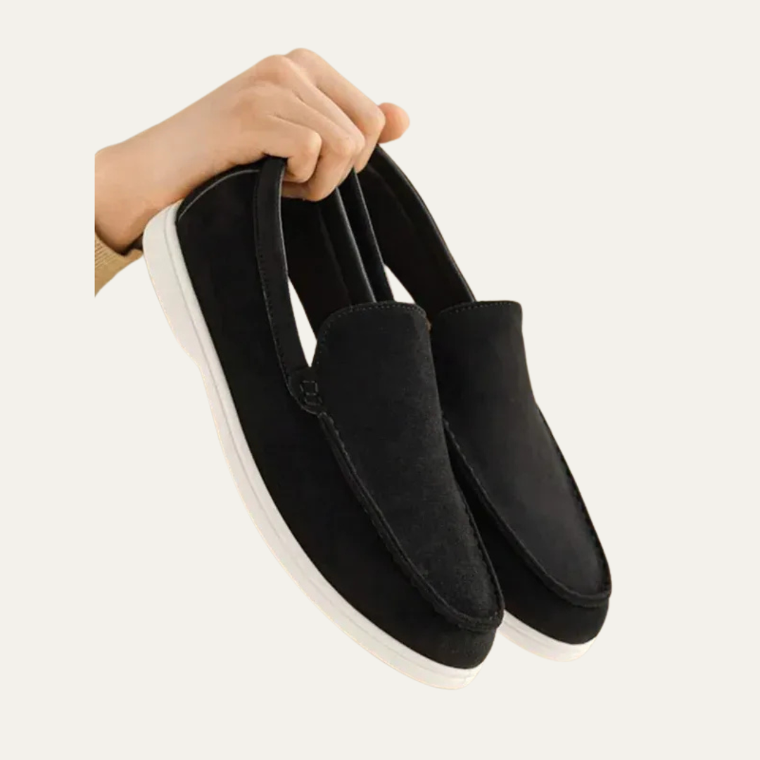 Mens Suede Slip-On Loafers Minimalist Apron Toe