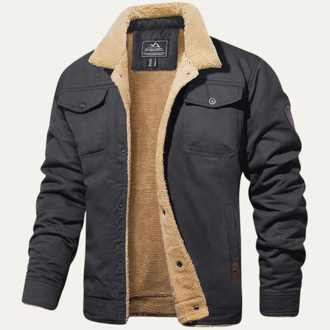 Mens Trucker Jacket Faux Shearling Lined Snap Front