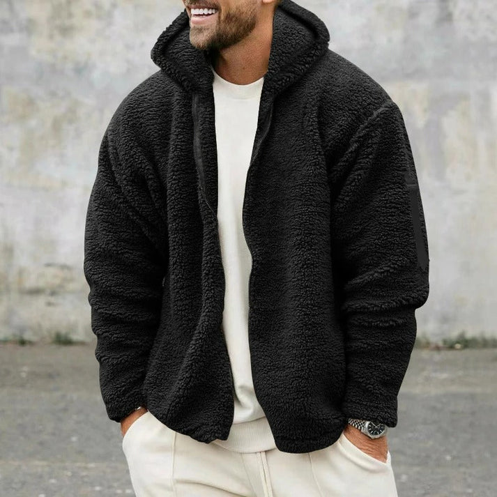 Mens Hooded Zip-Up Jacket Retro Style