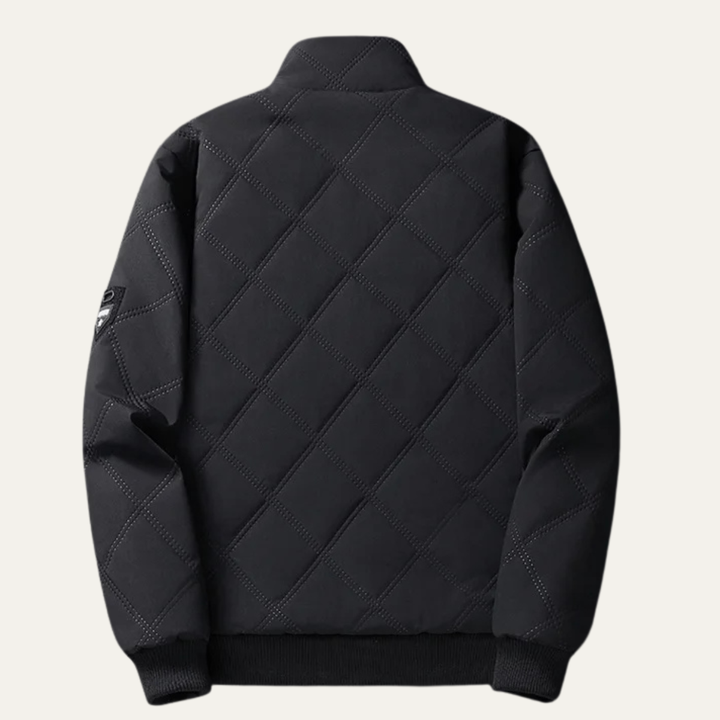 Mens Quilted Jacket with Stand Collar Casual Fit
