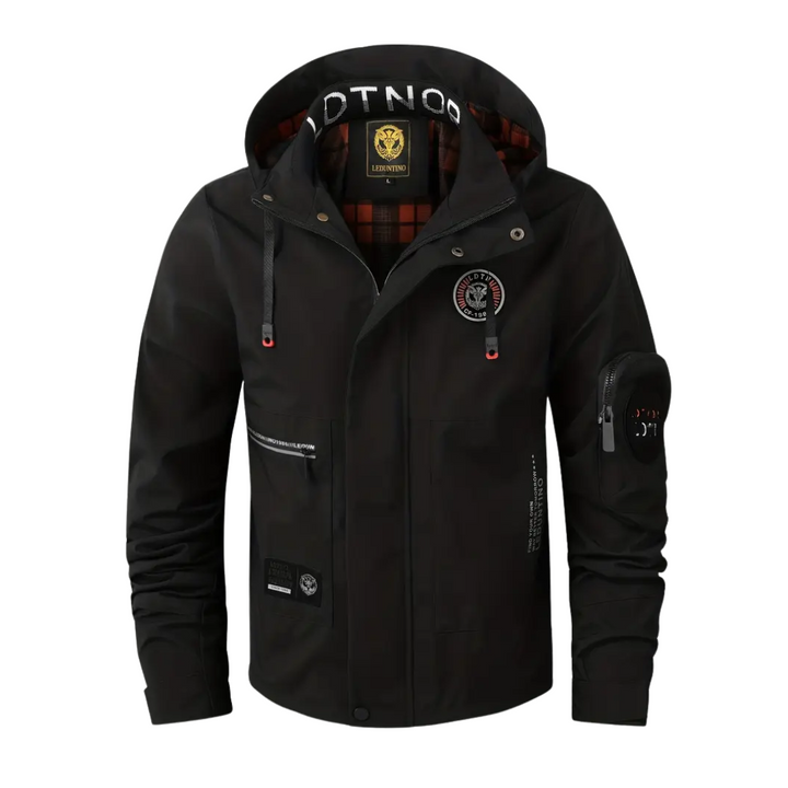 Mens Outdoor Jacket Waterproof Hooded Checked Lining - BritishMode