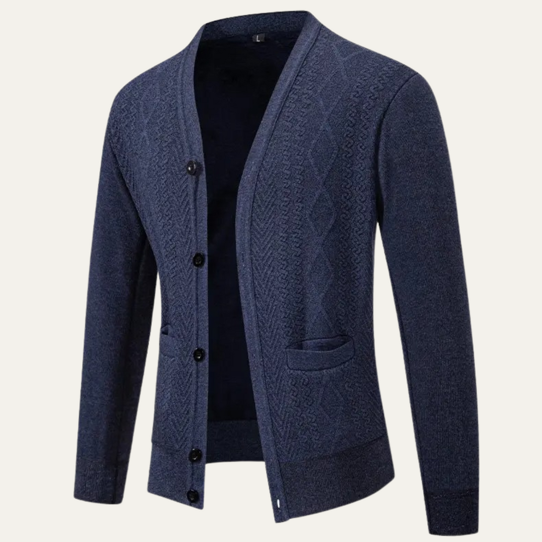 Mens Knit Cardigan Button-Up Casual with Pockets