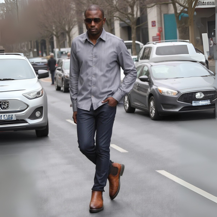 Mens Leather Chelsea Boots Classic Slip-On