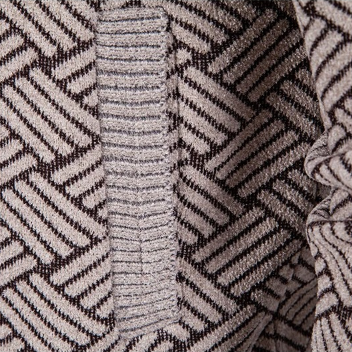 Mens Knit Jacket Diamond Pattern Stand Collar Elegant Fit