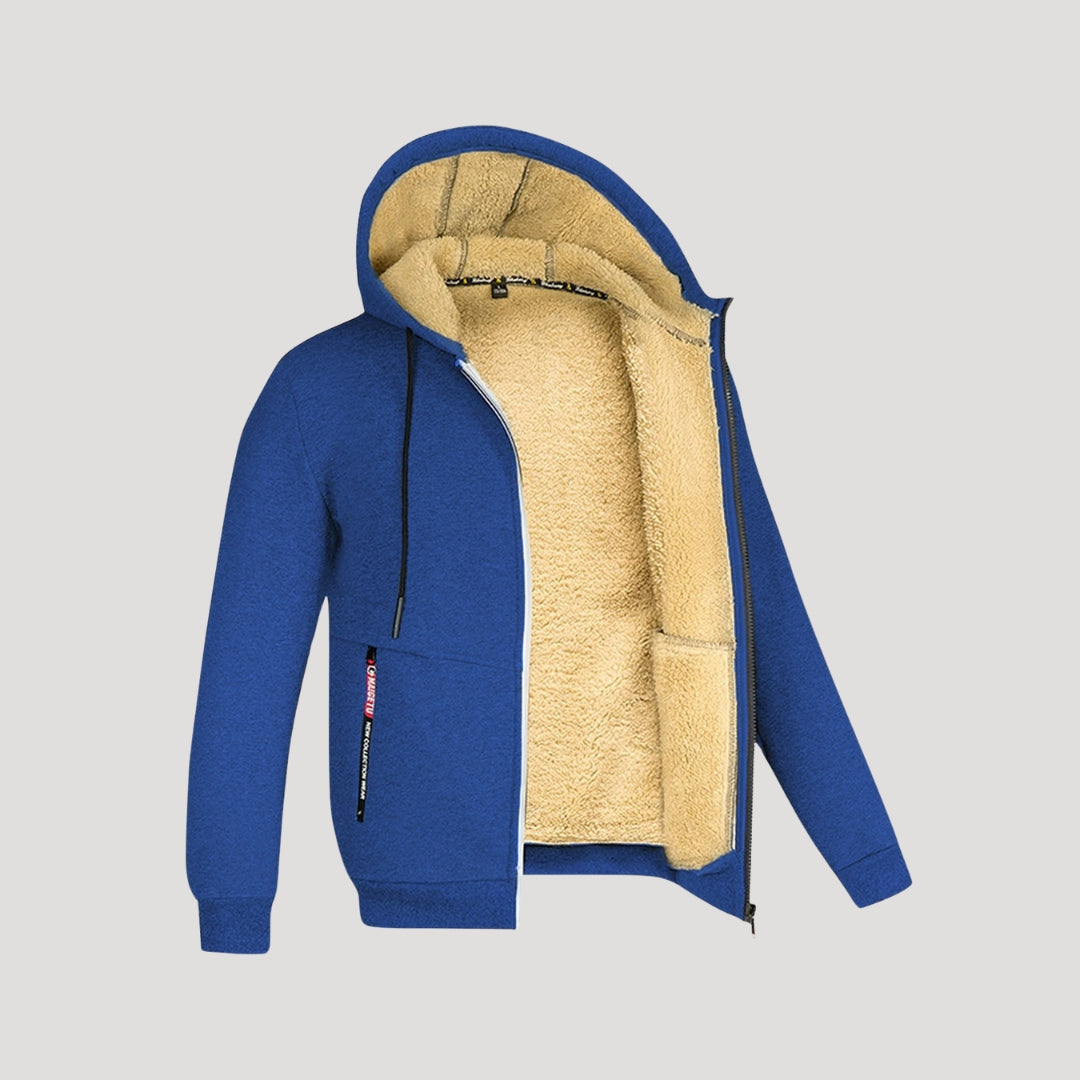 Mens Zip-Up Hoodie Thick Fleece Lined