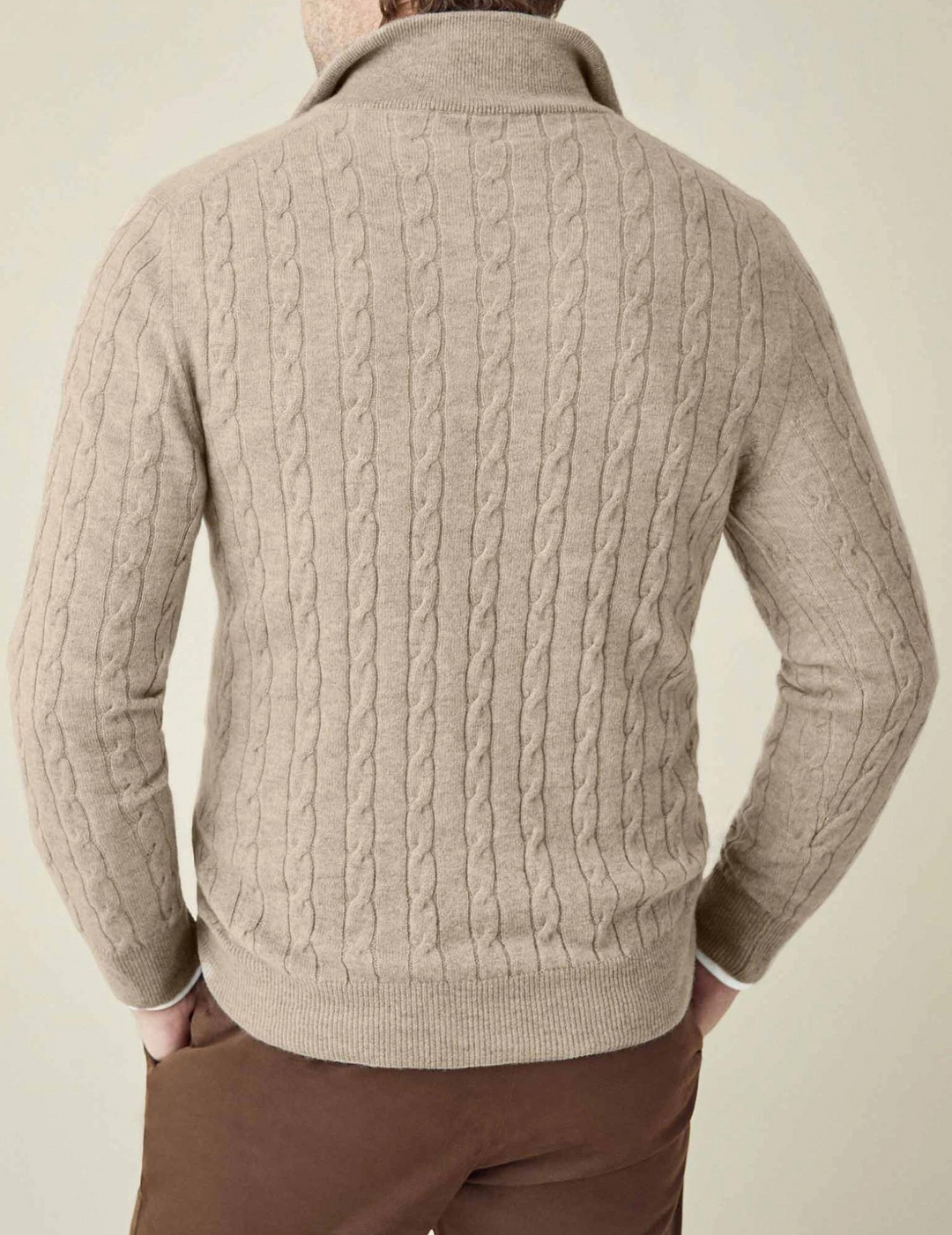Mens Cable Knit Sweater with Zipper