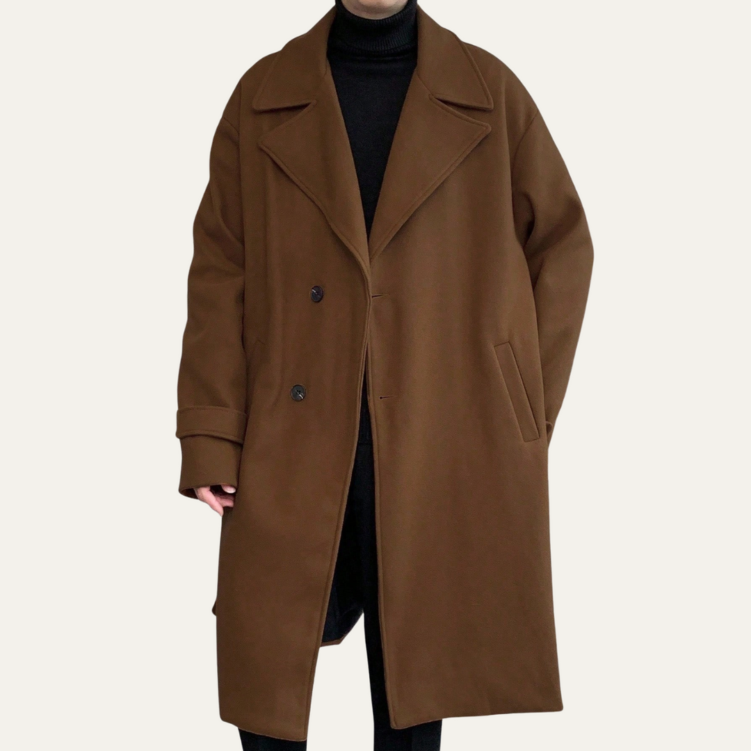 Mens Wool Wrap Coat with Belt Smart Fit