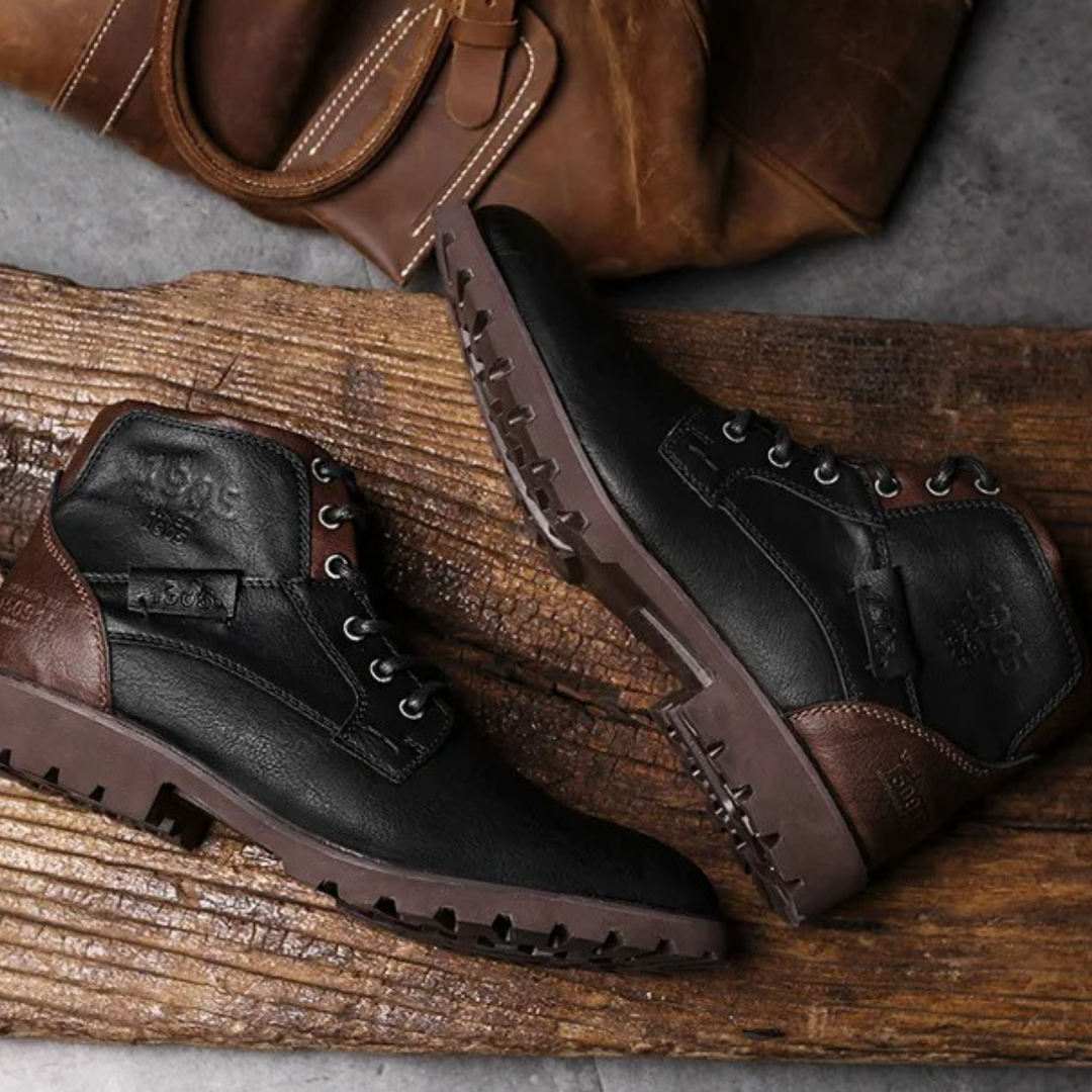 Mens Ankle Biker Boots Durable Vintage Style