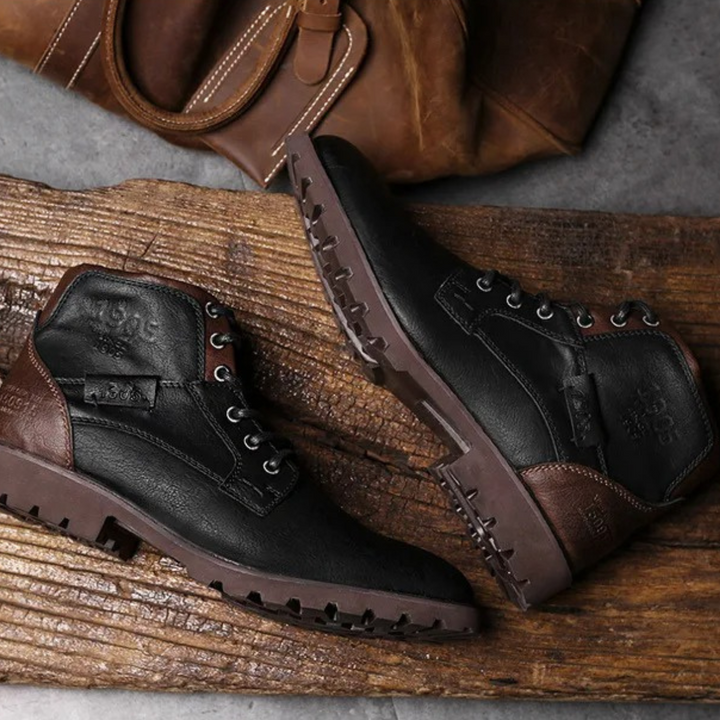 Mens Ankle Biker Boots Durable Vintage Style