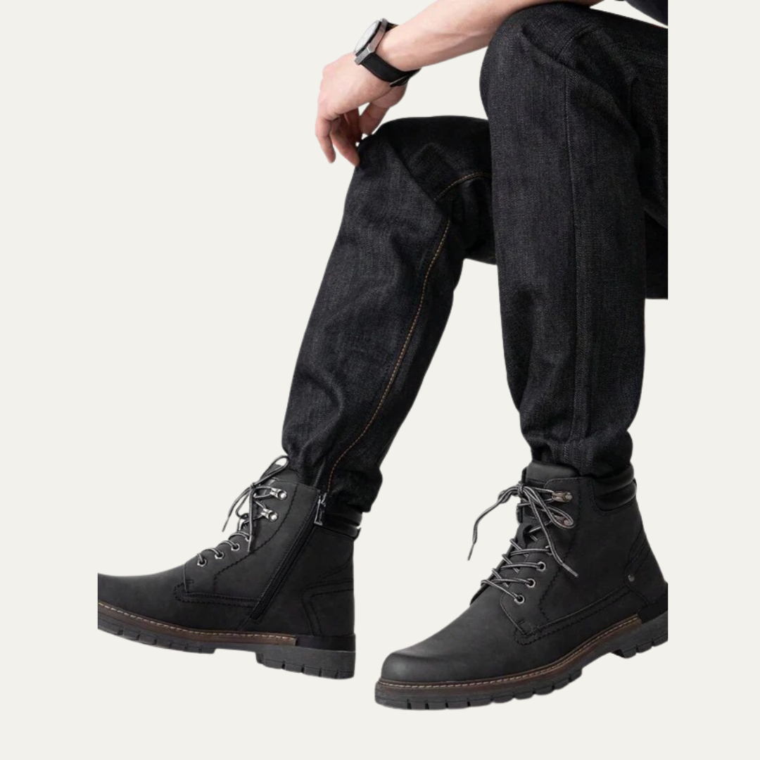 Mens Combat Boots Lace-Up Military Style Lug Sole