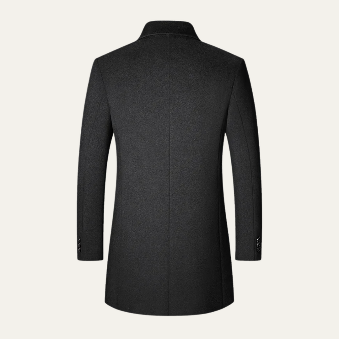 Mens Wool Blend Long Coat Warm Elegant Fit